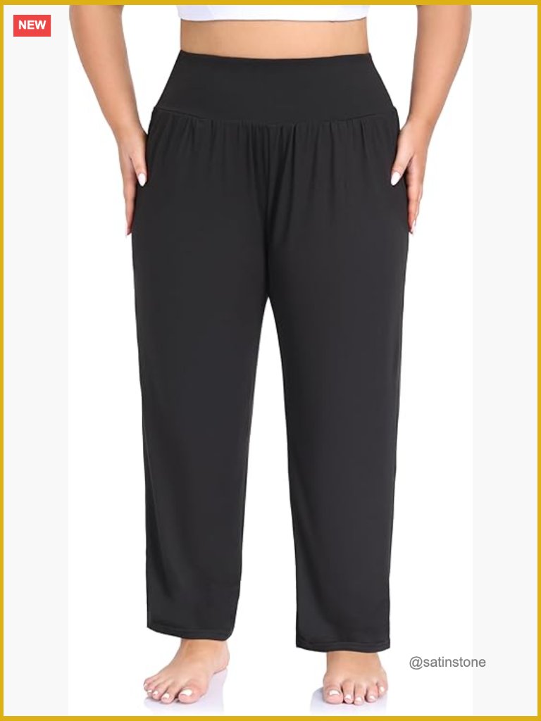 Plus Size High Waist Yoga Pants With Pockets Loose Lounge Pants